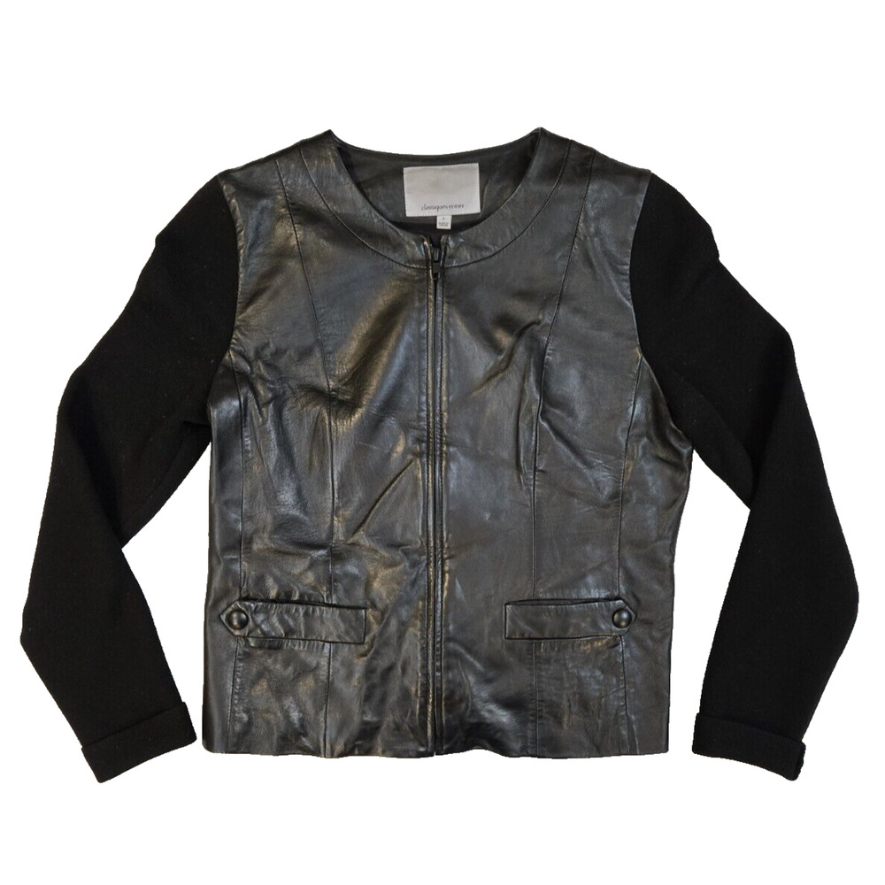 Classiques Entier Leather Wool Black Jacket Women's Size Small